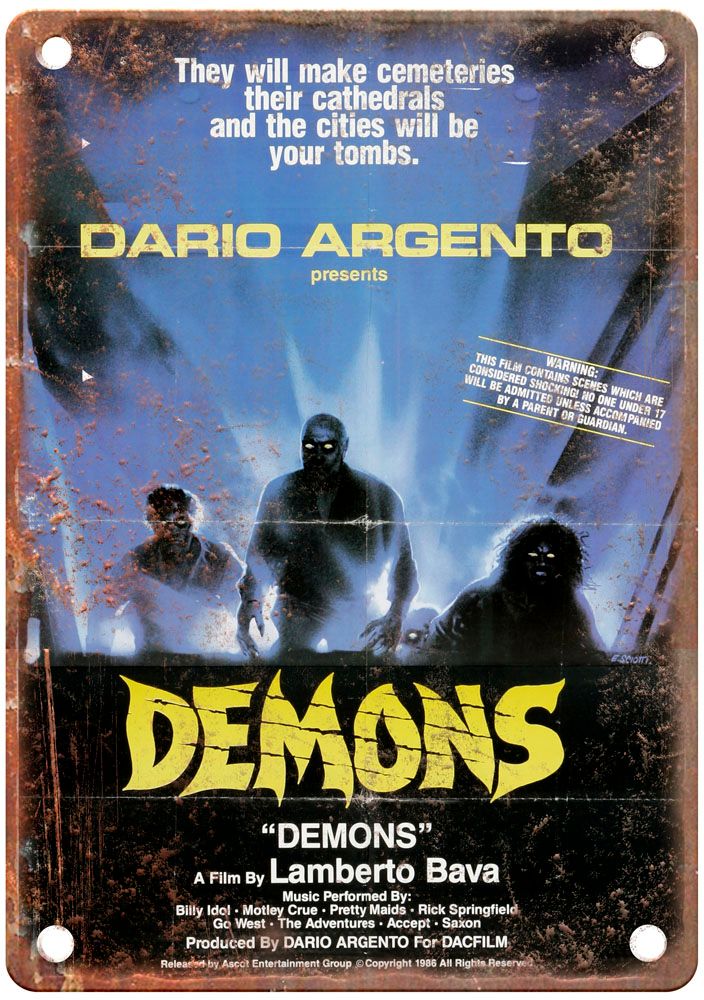 Demons 1 Vintage Movie Poster Old Retro Look Metal Sign