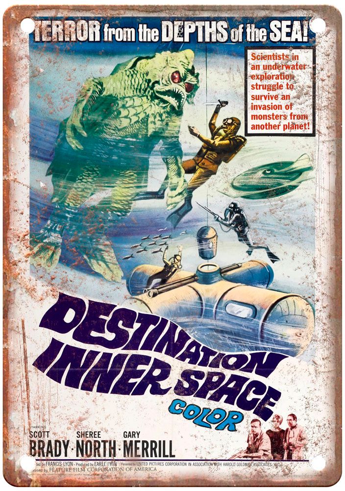 Destination Inner Space Vintage Movie Poster Old Retro Look Metal Sign