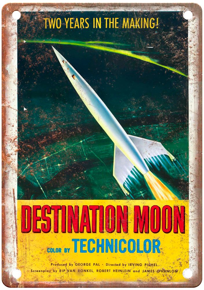 Destination Moon Vintage Movie Poster Old Retro Look Metal Sign