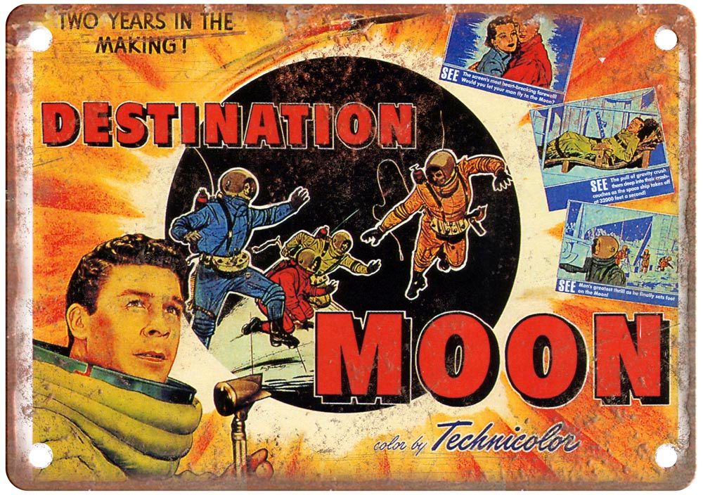 Destination Moon Vintage Movie Poster Old Retro Look Metal Sign