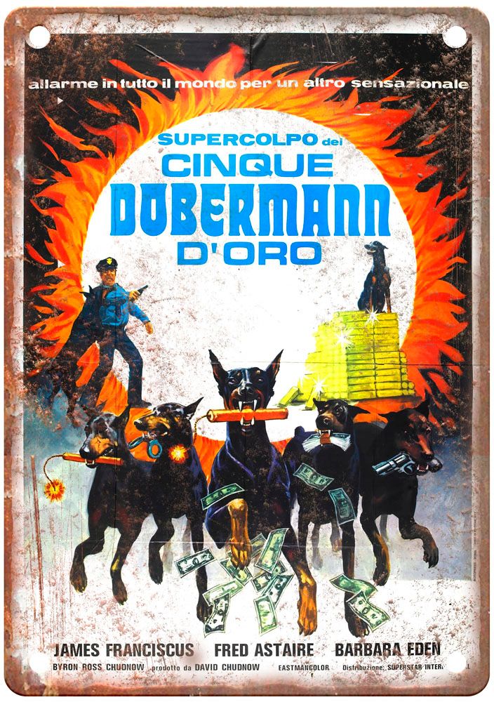 Amazing Dobermans Vintage Movie Poster Old Retro Look Metal Sign