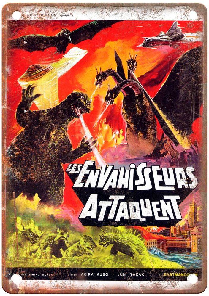 Destroy All Monsters 0 Vintage Movie Poster Old Retro Look Metal Sign