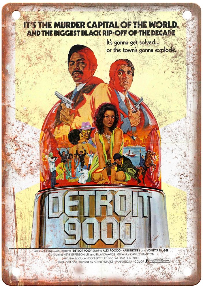 Detroit 9000 Vintage Movie Poster Old Retro Look Metal Sign