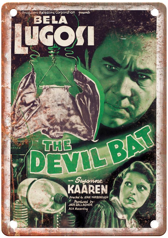 Devil Bat Vintage Movie Poster Old Retro Look Metal Sign