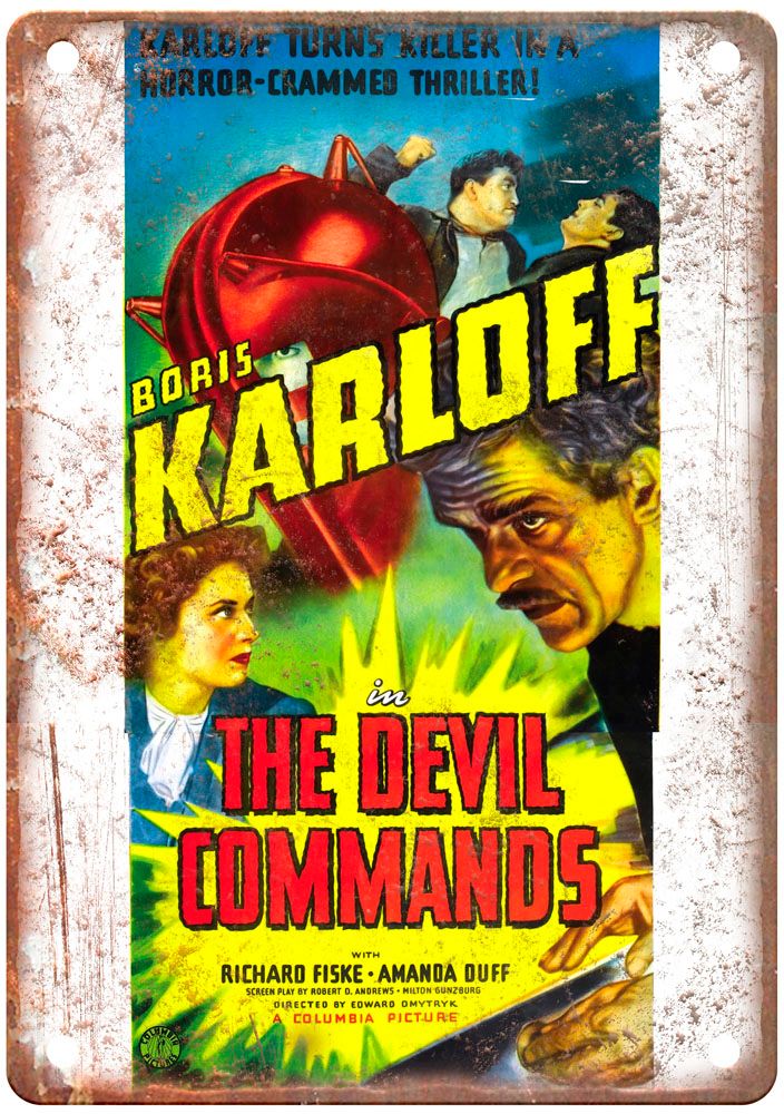 Devil Commands Vintage Movie Poster Old Retro Look Metal Sign