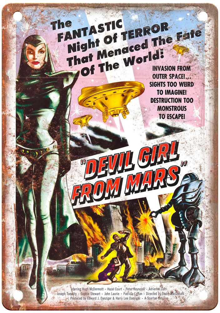 Devil Girl From Mars Vintage Movie Poster Old Retro Look Metal Sign