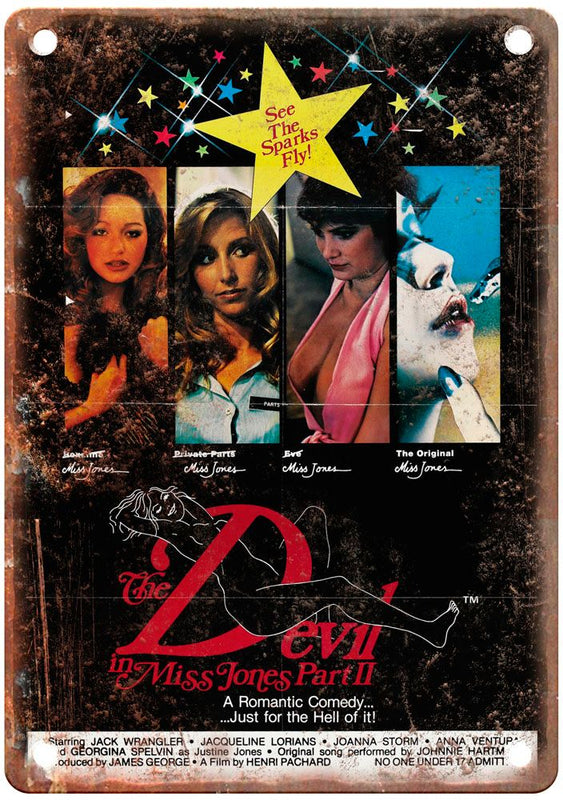 Devil In Miss Jones 2 Vintage Movie Poster Metal Sign | Rusty