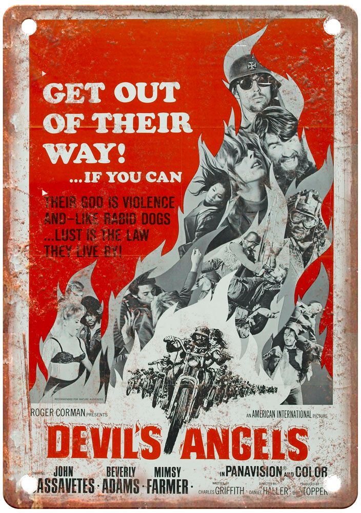 Devils Angels Vintage Movie Poster Old Retro Look Metal Sign