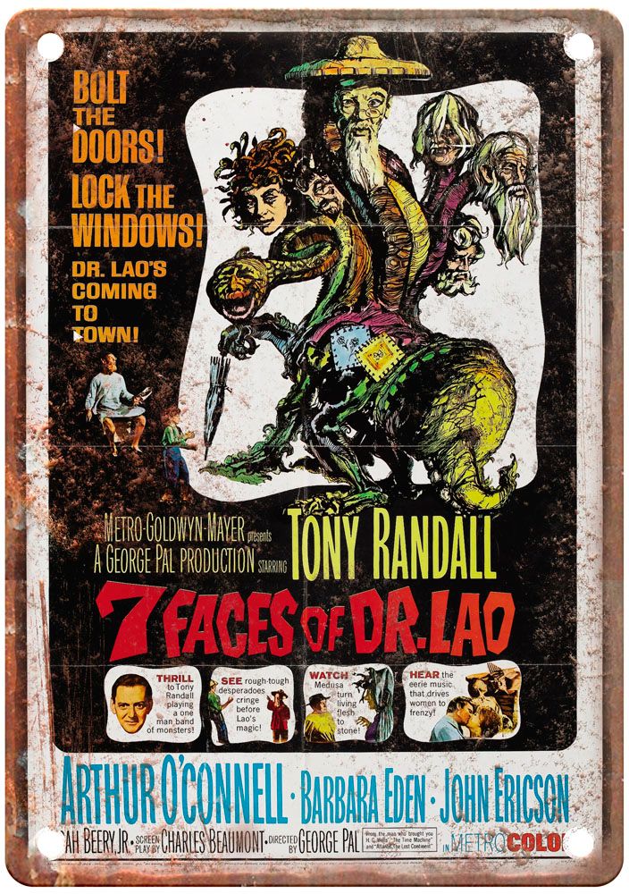 7 Faces Of Dr Lao Vintage Movie Poster Old Retro Look Metal Sign