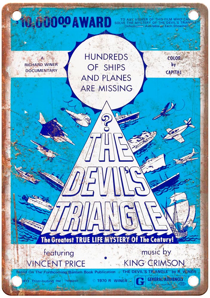 Devils Triangle Vintage Movie Poster Old Retro Look Metal Sign