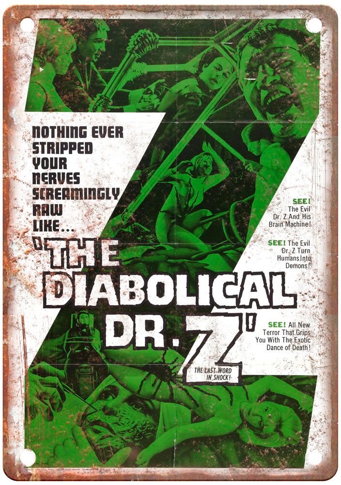 Diabolical Dr Z Vintage Movie Poster Old Retro Look Metal Sign