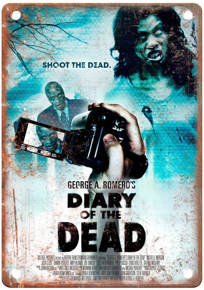 Diary Of Dead Vintage Movie Poster Old Retro Look Metal Sign