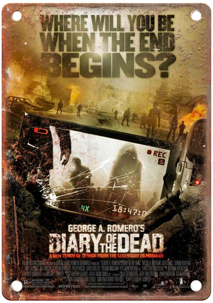 Diary Of Dead Vintage Movie Poster Old Retro Look Metal Sign