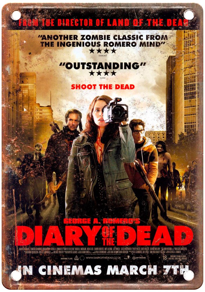 Diary Of Dead Vintage Movie Poster Old Retro Look Metal Sign