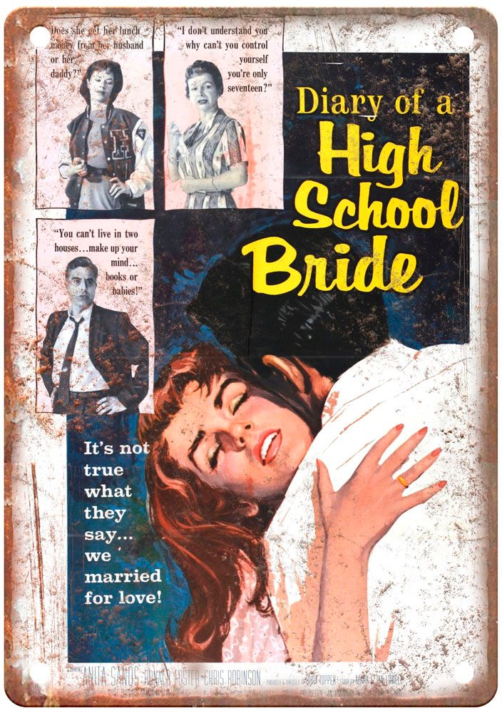 Diary Of High School Bride Vintage Movie Poster Old Retro Look Metal Sign