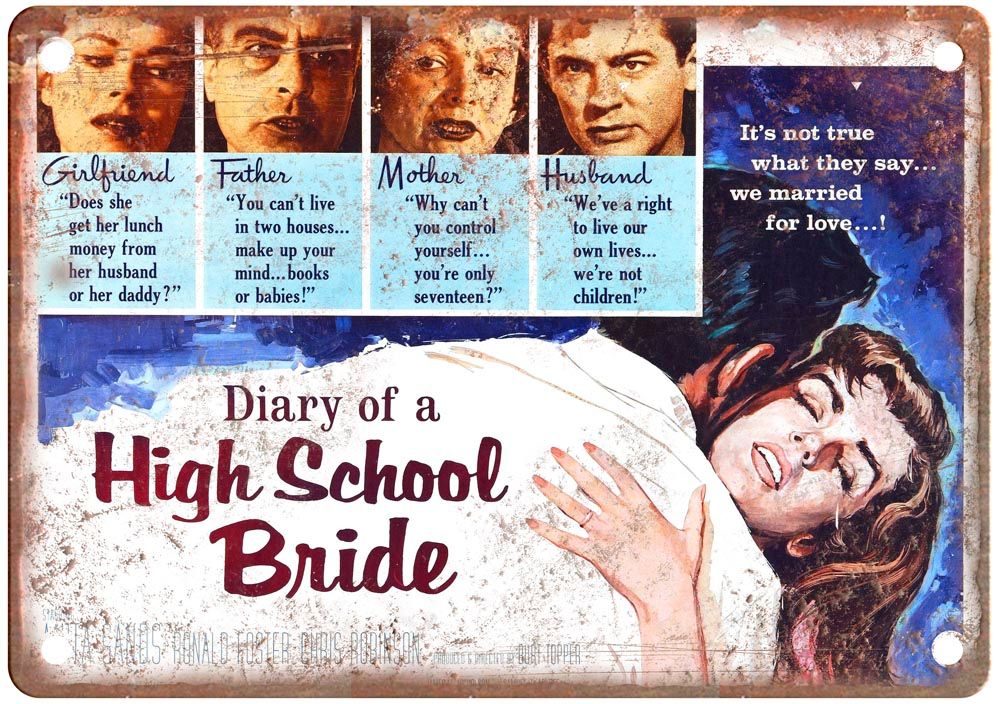 Diary Of High School Bride Vintage Movie Poster Old Retro Look Metal Sign