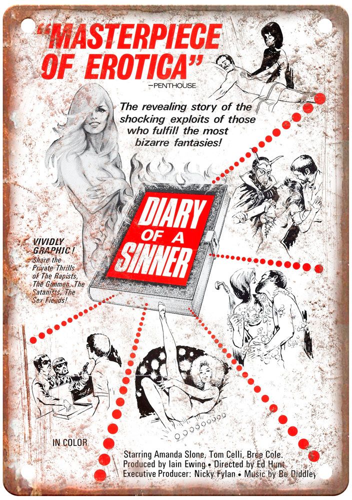 Diary Of Sinner Vintage Movie Poster Old Retro Look Metal Sign