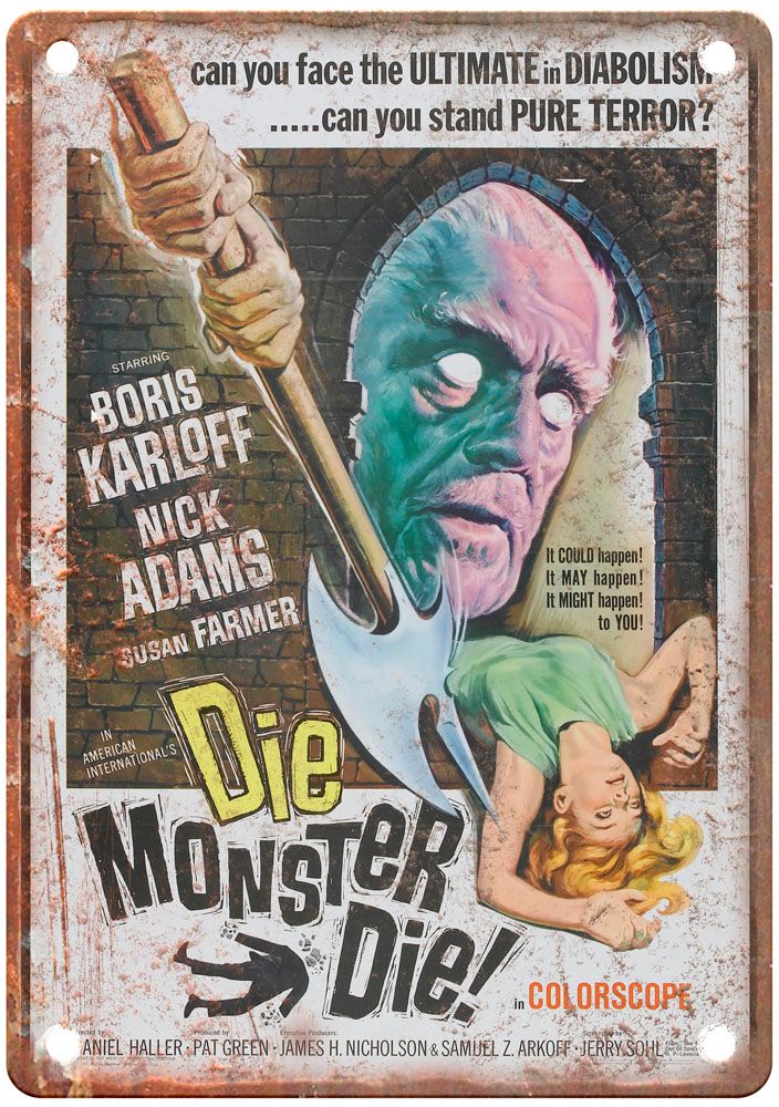 Die Monster Die Vintage Movie Poster Old Retro Look Metal Sign