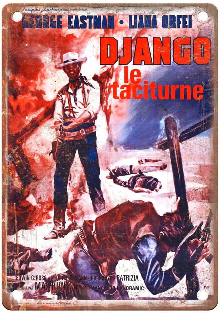 Django Kills Softly Vintage Movie Poster Old Retro Look Metal Sign