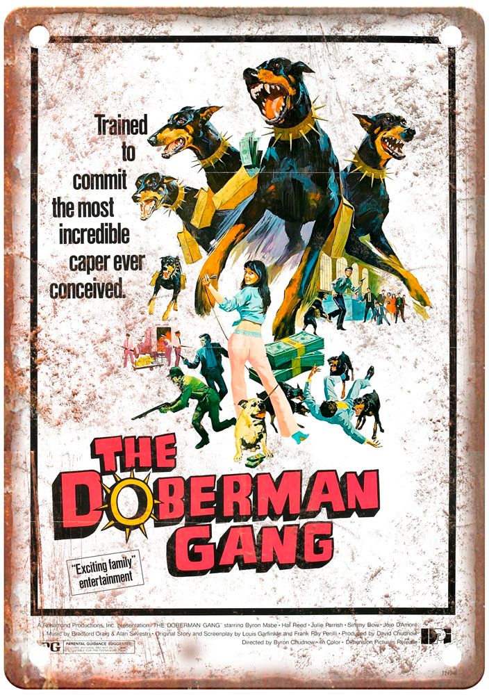 Doberman Gang Vintage Movie Poster Old Retro Look Metal Sign