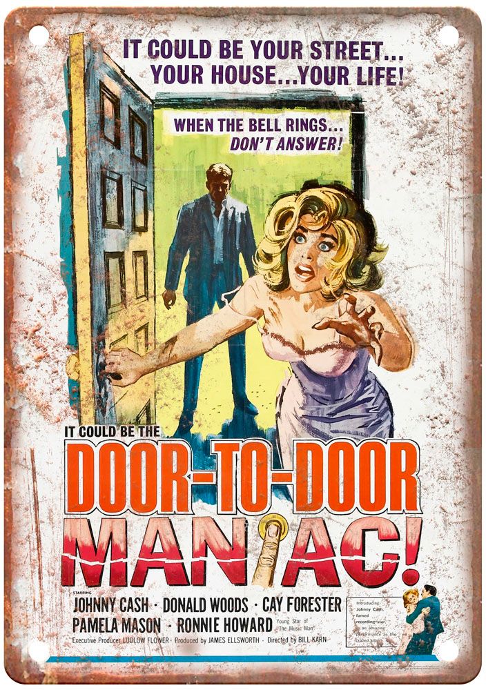 Door To Door Maniac Vintage Movie Poster Old Retro Look Metal Sign