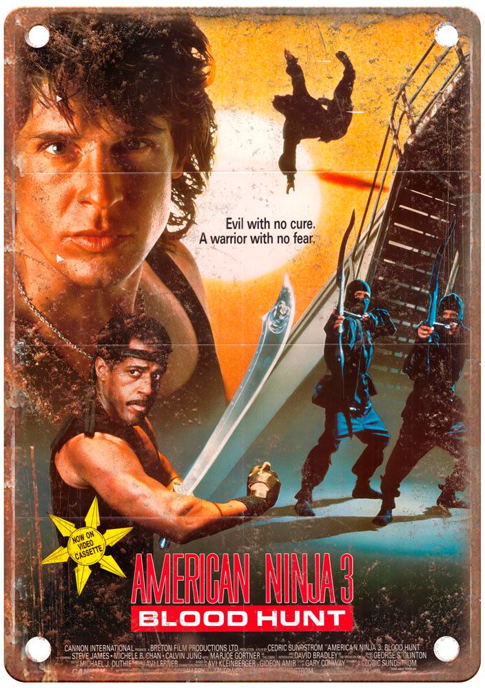 American Ninja 3 Vintage Movie Poster Old Retro Look Metal Sign