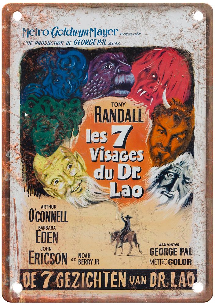 7 Faces Of Dr Lao Vintage Movie Poster Old Retro Look Metal Sign