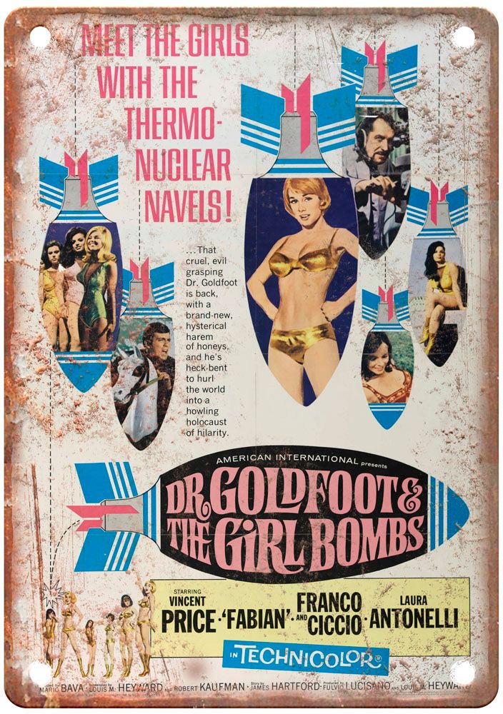 Dr Goldfoot And The Girl Bombs Vintage Movie Poster Old Retro Look Metal Sign