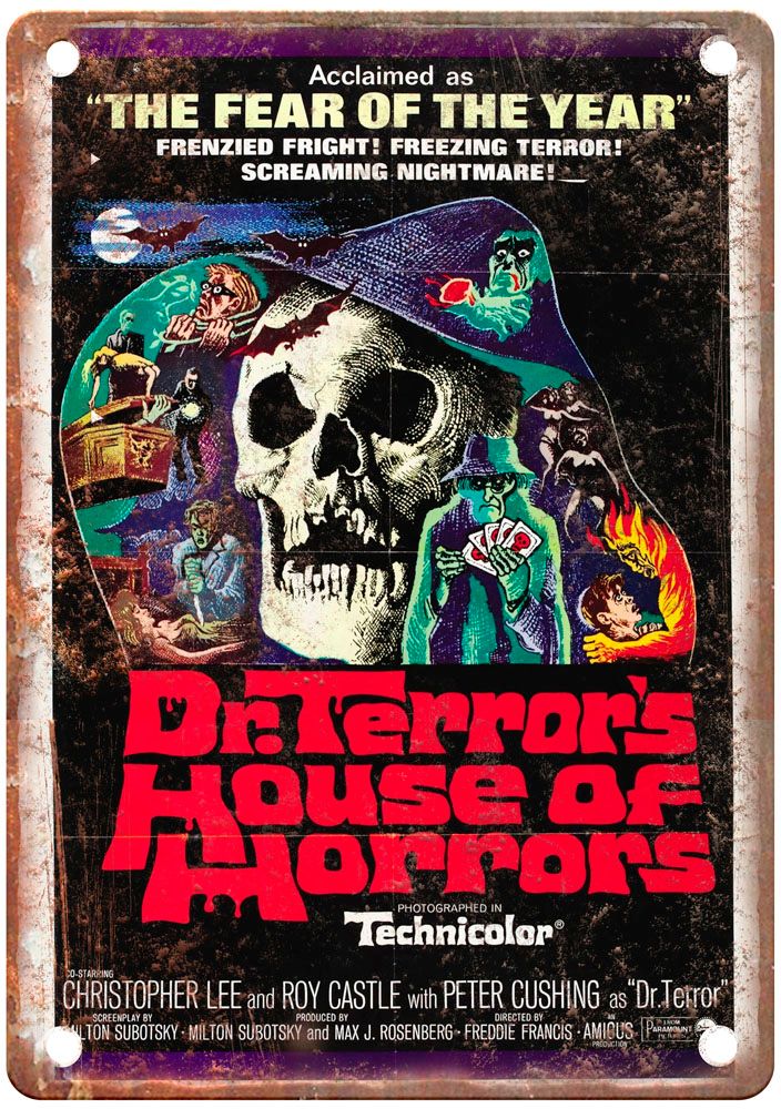 Dr Terrors House Of Horrors Vintage Movie Poster Old Retro Look Metal Sign