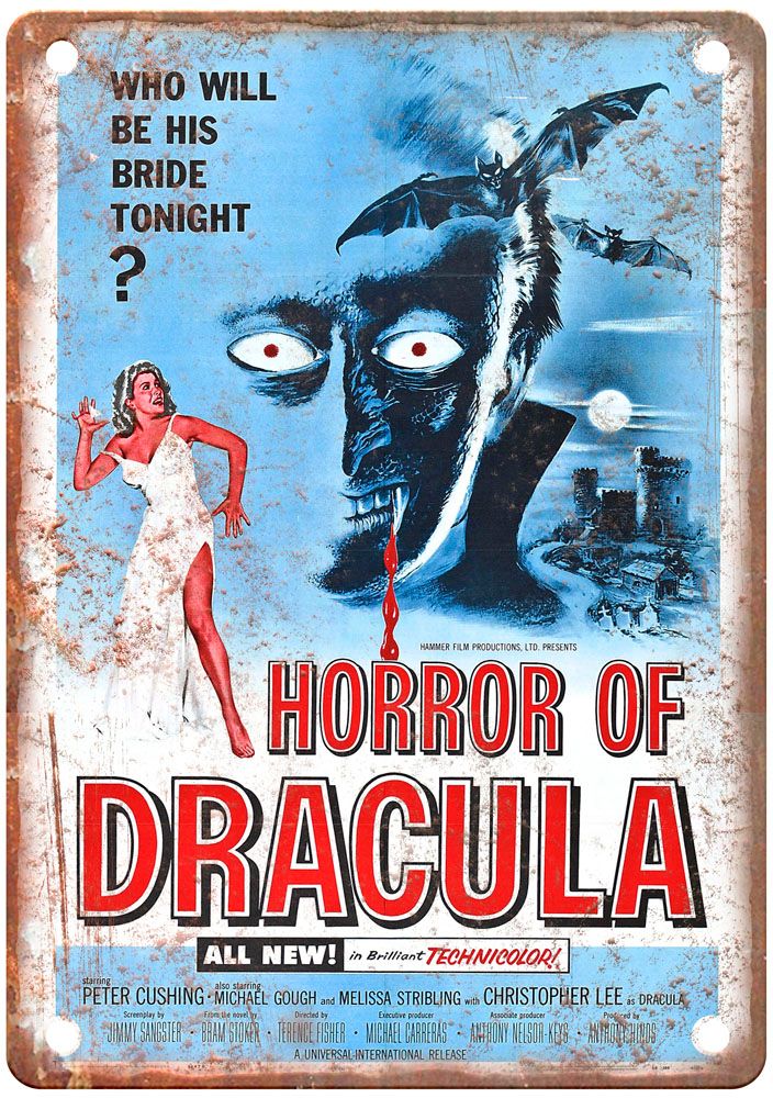 Dracula 1958 Vintage Movie Poster Old Retro Look Metal Sign