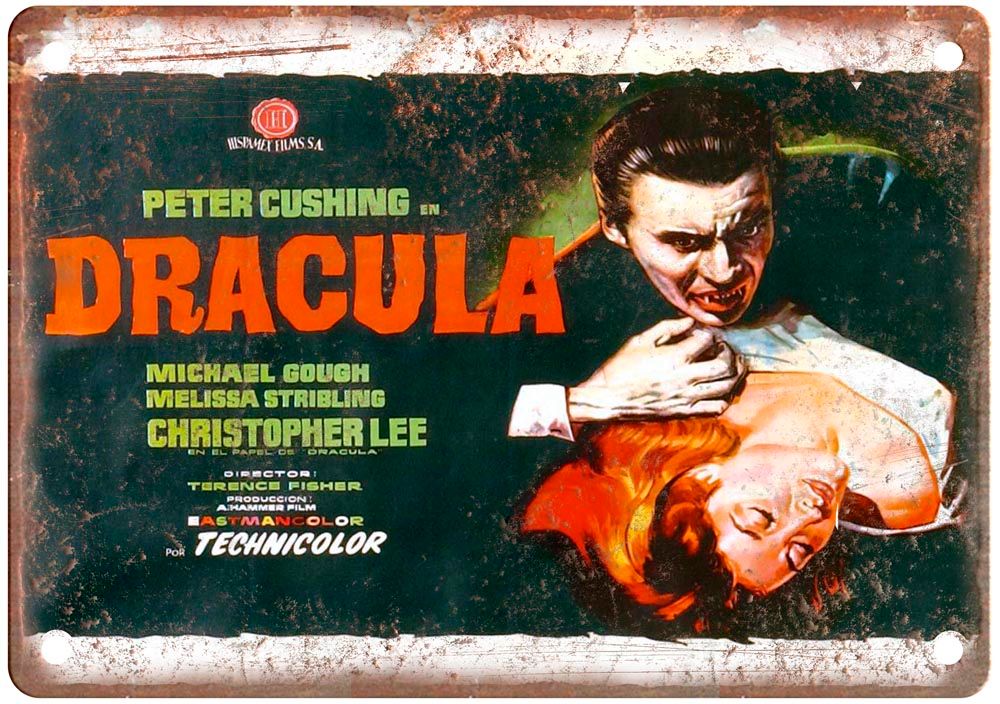 Dracula 1958 Vintage Movie Poster Old Retro Look Metal Sign