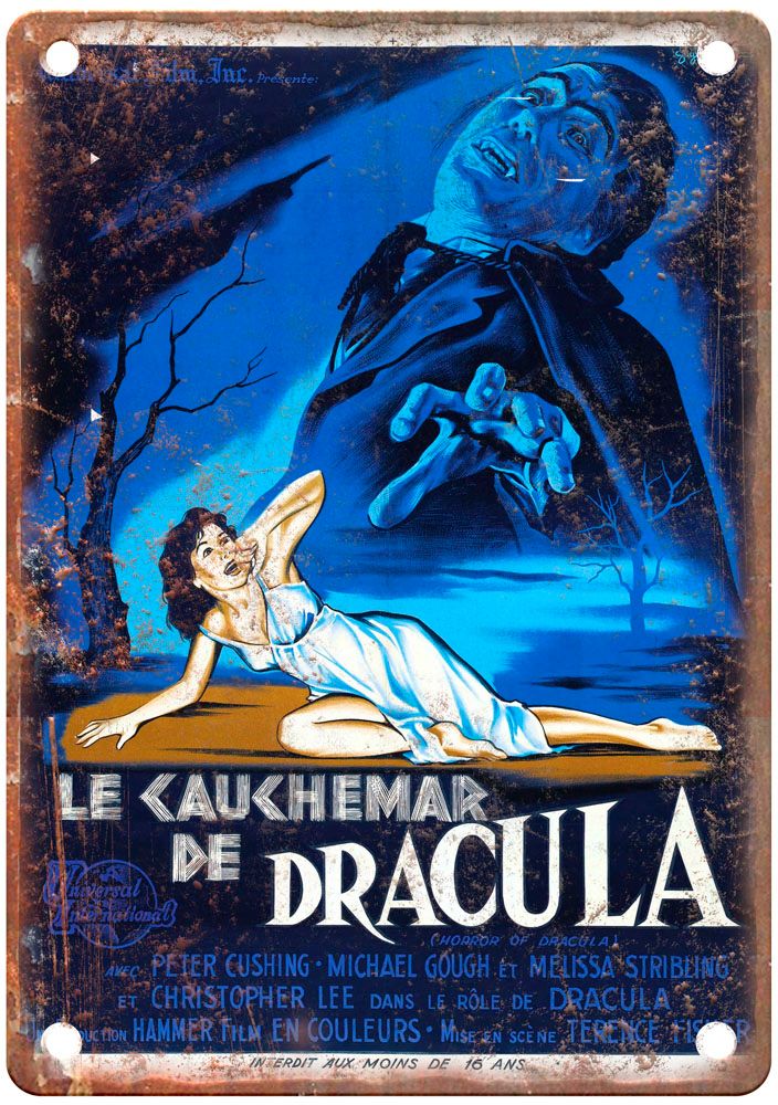 Dracula 1958 Vintage Movie Poster Old Retro Look Metal Sign