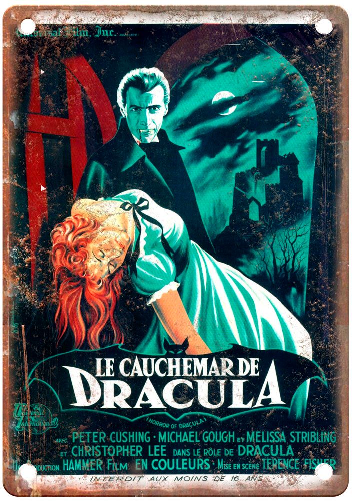 Dracula 1958 Vintage Movie Poster Old Retro Look Metal Sign