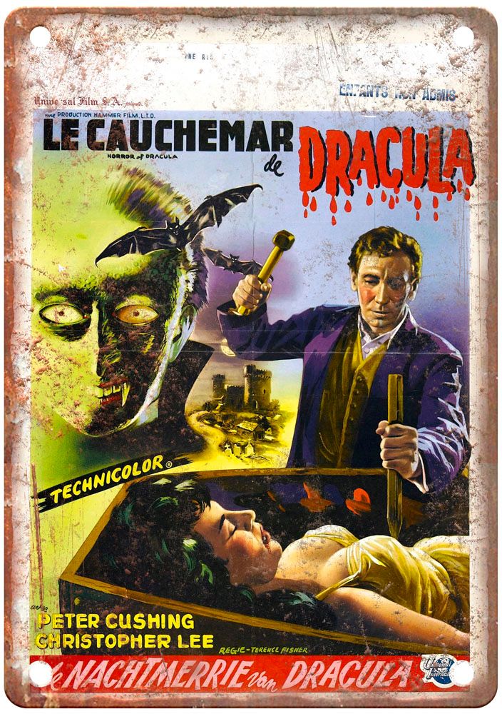 Dracula 1958 Vintage Movie Poster Old Retro Look Metal Sign