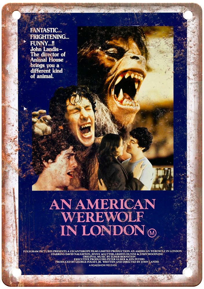 American Werewolf In London Vintage Movie Poster Old Retro Look Metal Sign