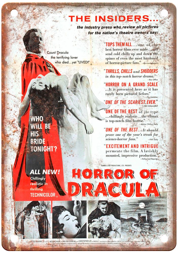 Dracula 1958 11 Vintage Movie Poster Old Retro Look Metal Sign