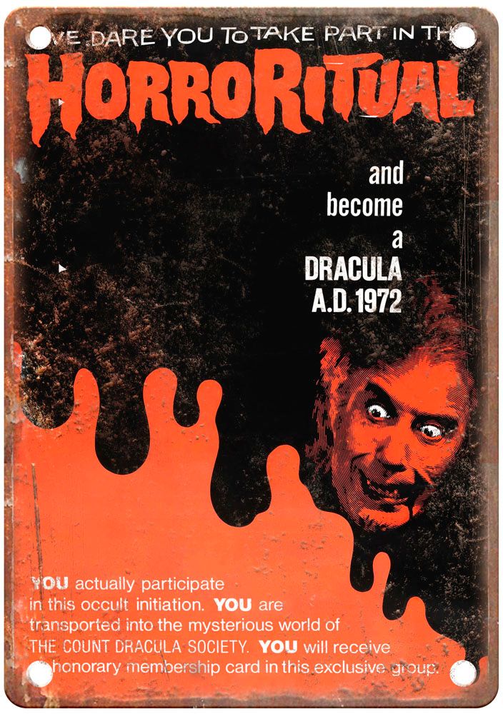 Dracula Ad 1972 Vintage Movie Poster Old Retro Look Metal Sign