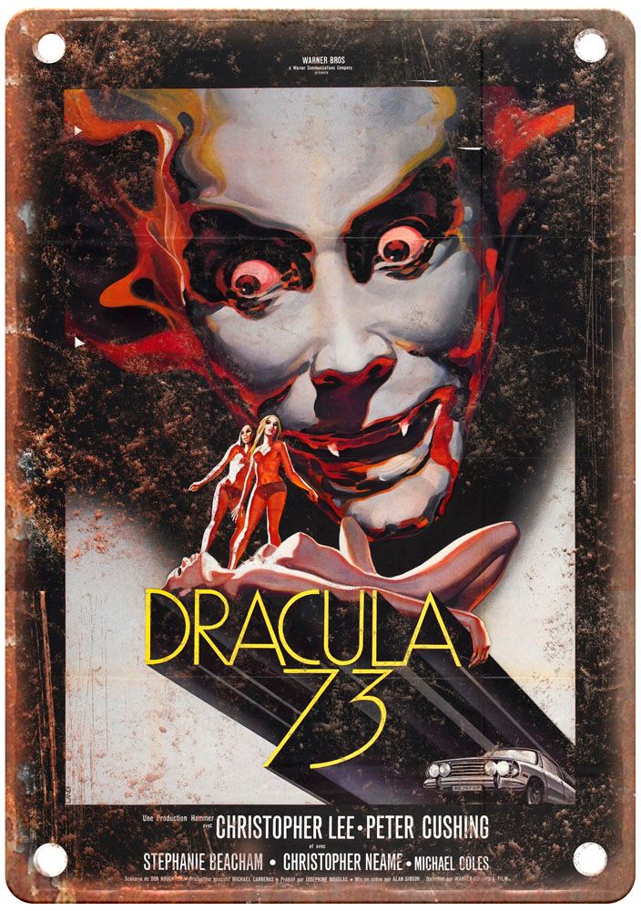 Dracula Ad 1972 Vintage Movie Poster Old Retro Look Metal Sign