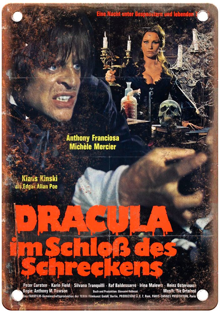 Dracula In Castle Of Blood Vintage Movie Poster Old Retro Look Metal Sign