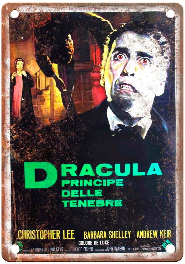 Dracula Prince Of Darkness Vintage Movie Poster Old Retro Look Metal Sign