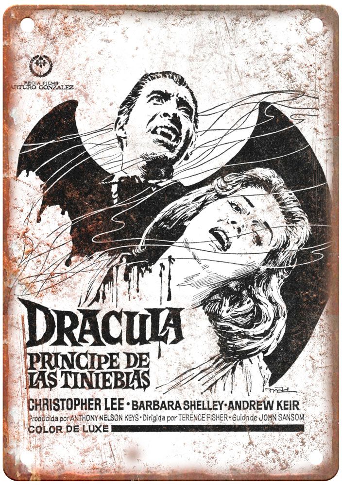 Dracula Prince Of Darkness Vintage Movie Poster Old Retro Look Metal Sign