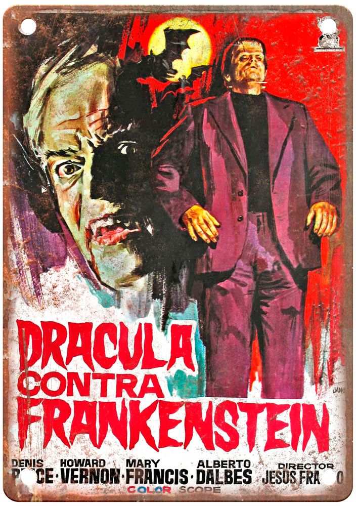 Dracula Prisoner Of Frankenstein Vintage Movie Poster Old Retro Look Metal Sign