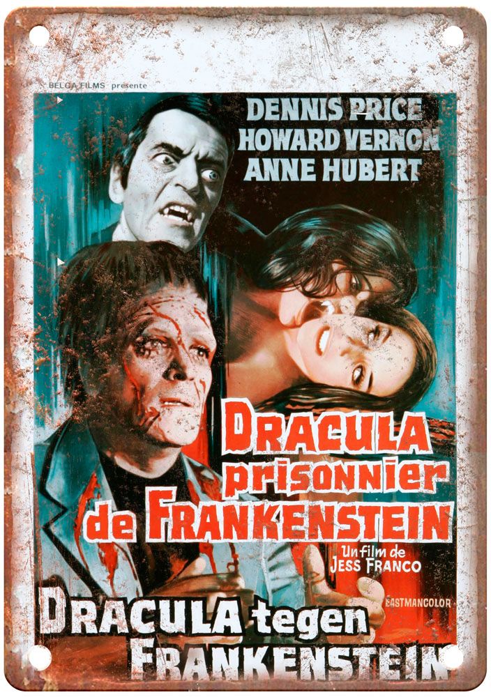 Dracula Prisoner Of Frankenstein Vintage Movie Poster Old Retro Look Metal Sign