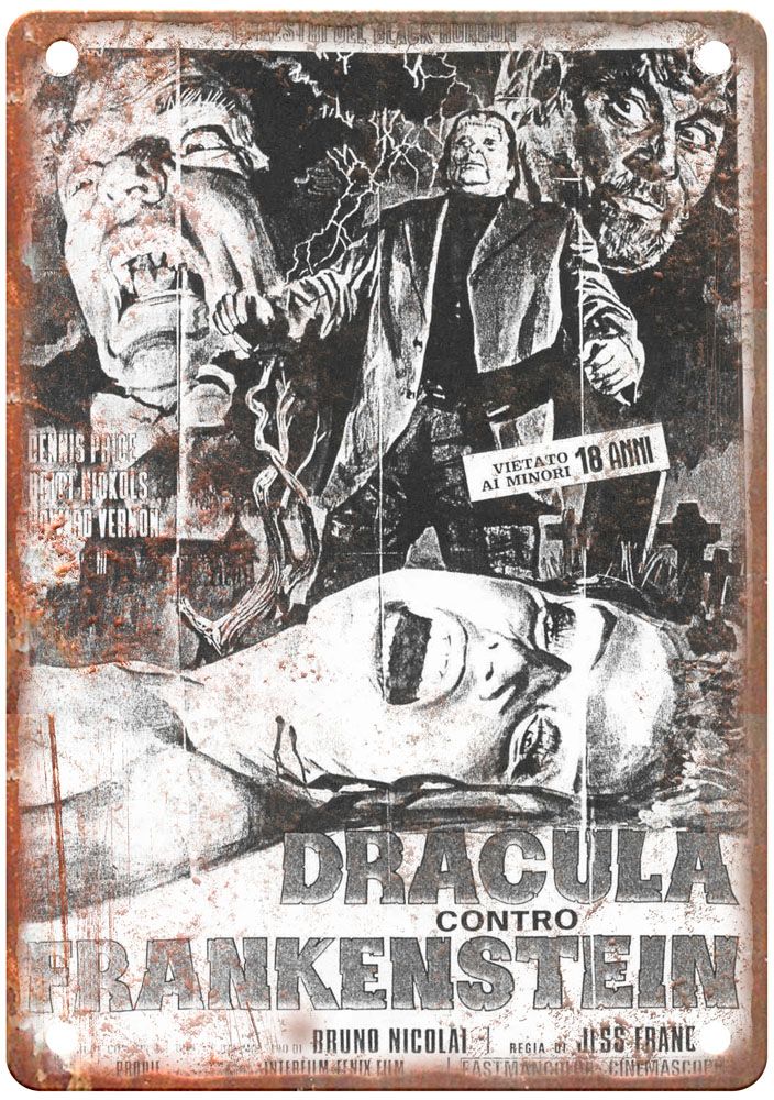 Dracula Prisoner Of Frankenstein Vintage Movie Poster Old Retro Look Metal Sign