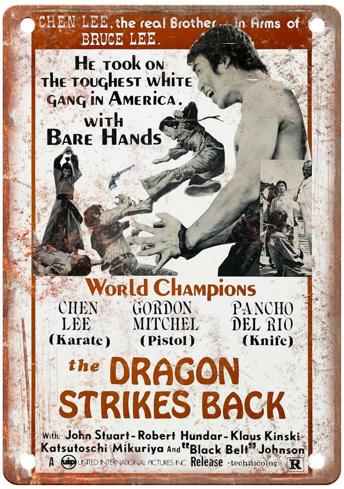 Dragon Strikes Back Vintage Movie Poster Old Retro Look Metal Sign