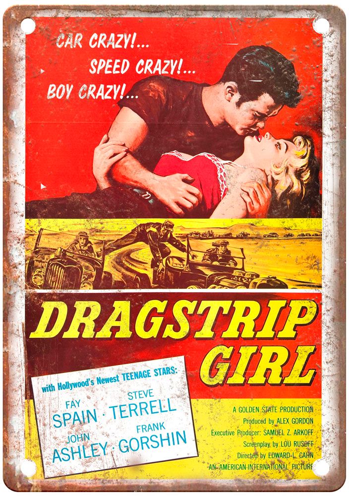 Dragstrip Girl Vintage Movie Poster Old Retro Look Metal Sign