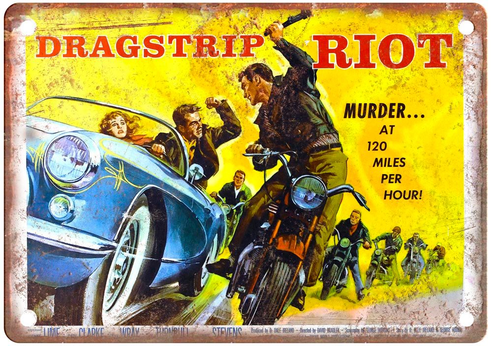 Dragstrip Riot Vintage Movie Poster Old Retro Look Metal Sign