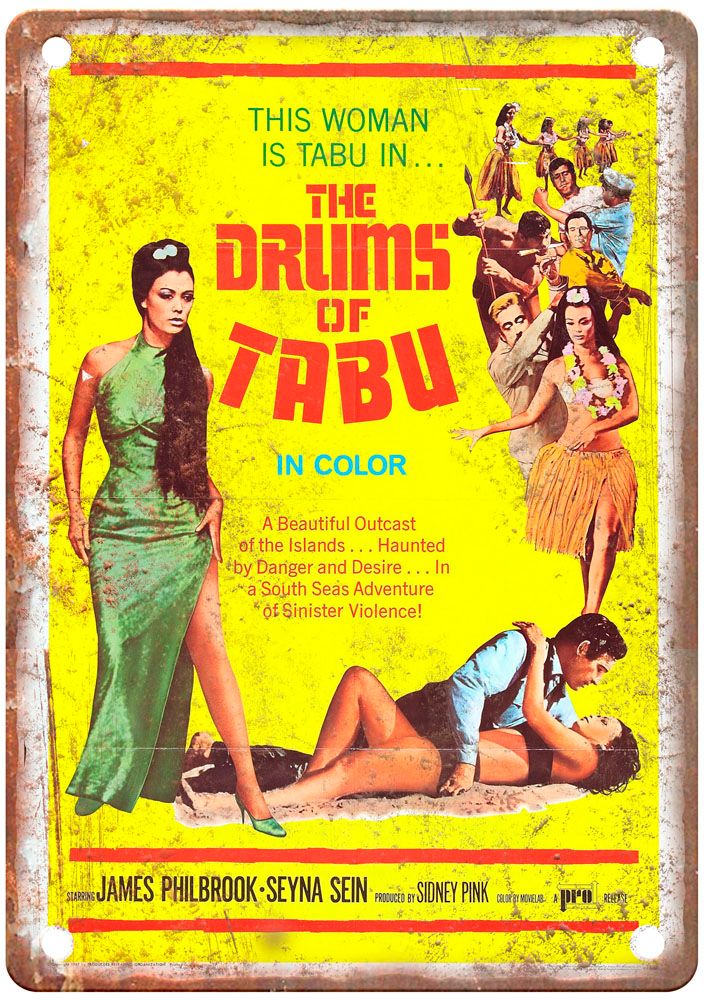 Drums Of Tabu Vintage Movie Poster Old Retro Look Metal Sign