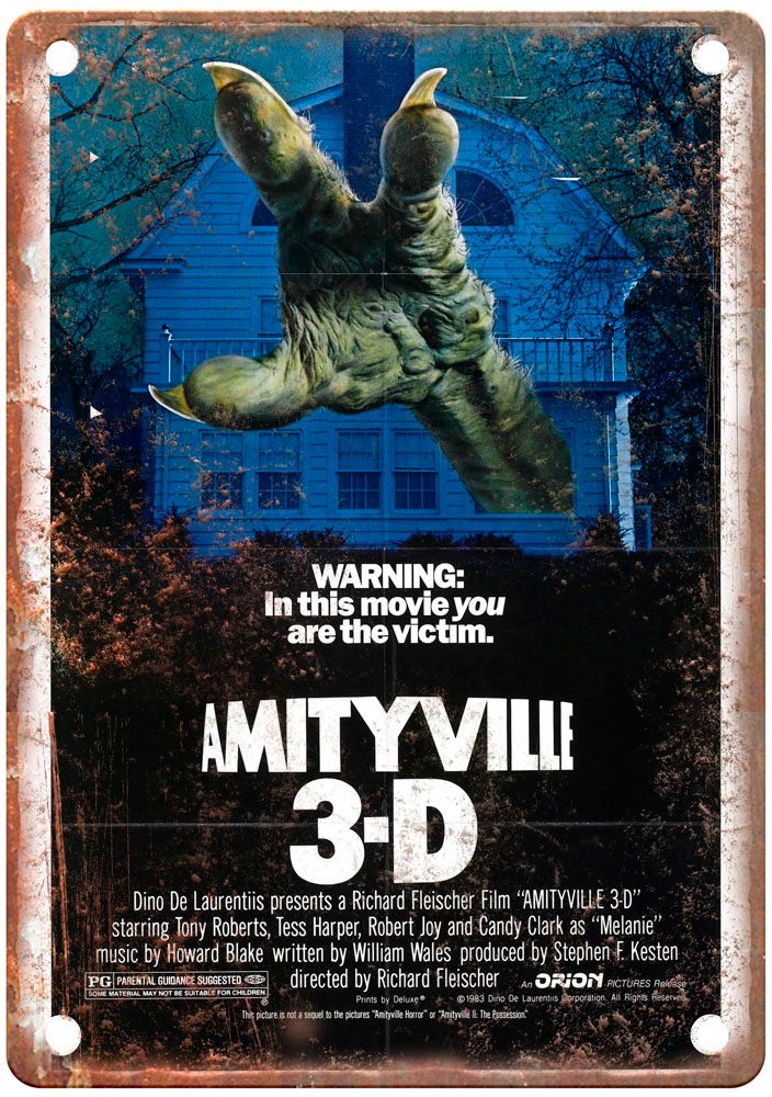 Amityville 3d Vintage Movie Poster Old Retro Look Metal Sign