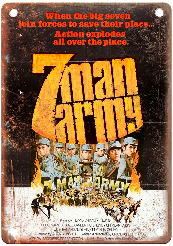 7 Man Army Vintage Movie Poster Old Retro Look Metal Sign